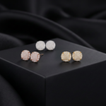 Tri-Gold Pavé Dome Studs