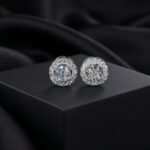 Round Double Halo Moissanite Stud Earrings