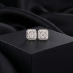 Square Halo Moissanite Stud Earrings