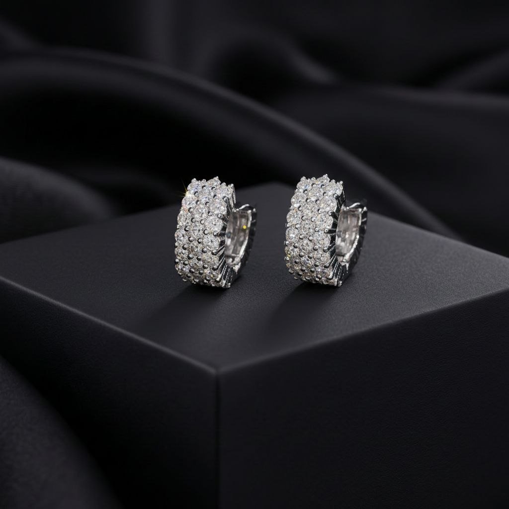 The Royale Pavé Huggie Hoop Earrings