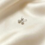 Diamond-Cut Ball Stud Earrings (White Gold) 1.2 gram