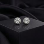 Moissanite Round Halo Stud Earrings 7.5mm