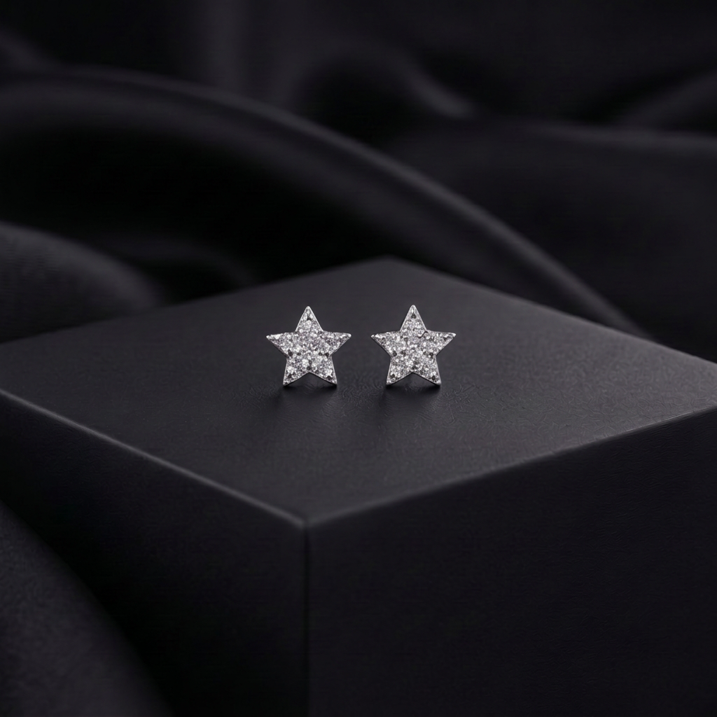 Moissanite Star Pave Stud Earrings