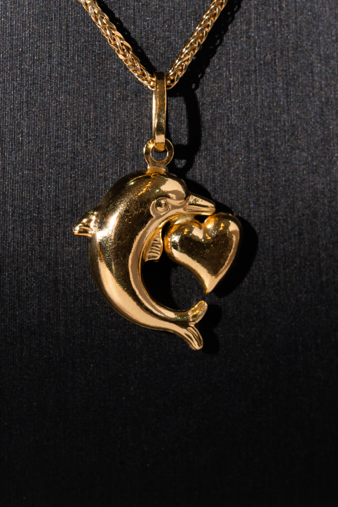 Dolphin Heart Pendant Necklace - Image 2