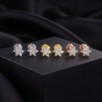 Moissanite Starburst Stud Earrings - SILVER