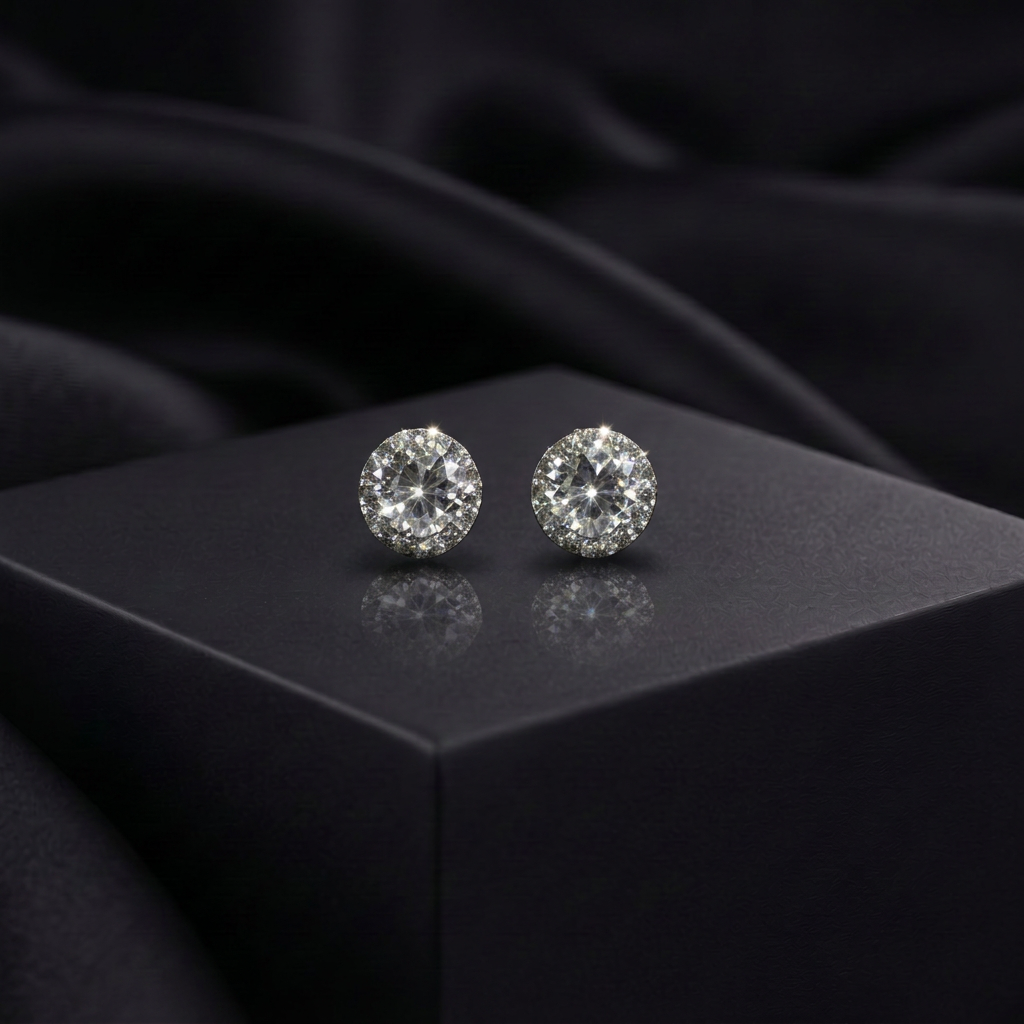 Moissanite Round Solitaire Stud Earrings 5mm