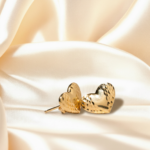 Diamond-Cut Heart Stud Earrings