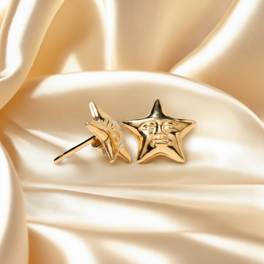 Celestial Star Face Stud Earrings