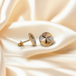 Two-Tone Diamond-Cut Round Stud Earrings