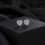 Moissanite Heart Halo Stud Earrings