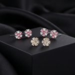 Moissanite Flower Stud Earrings - Multi Color Set