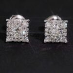 Princess Halo Pavé Moissanite Stud Earrings
