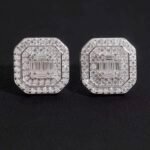 Octagonal Baguette Moissanite Stud Earrings