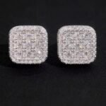 Square Pavé Cluster Moissanite Stud Earrings