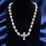 Moissanite Cross Ball Chain 20inch