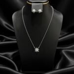 Moissanite Flower Pendant Necklace & Earring Set