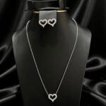 Moissanite Heart Pendant Necklace & Earring Set