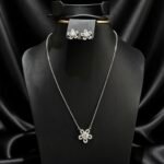 Moissanite Flower Pendant Necklace & Earring Set