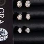 Moissanite oval Cluster Stud Earrings - silver (4mm)