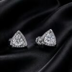 Moissanite Trillion Halo Stud Earrings
