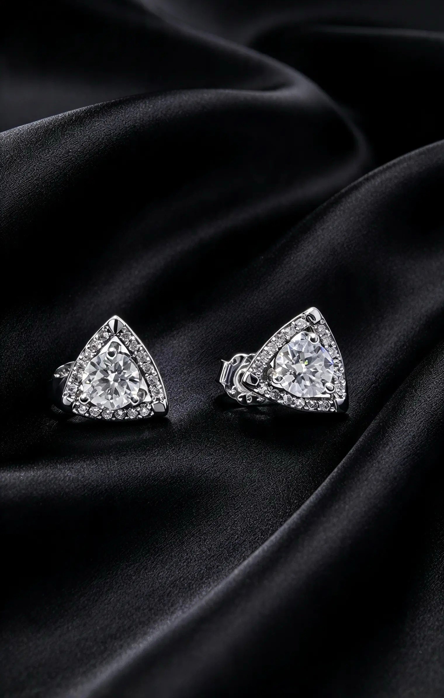 Moissanite Trillion Halo Stud Earrings