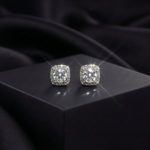 Moissanite Cushion Halo Stud Earrings