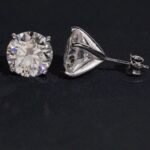 Round Brilliant Solitaire Moissanite Stud Earrings 11mm (4 prong & 3 prong)