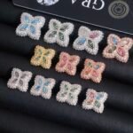Moissanite Flower Cluster Stud Earrings (MULTICOLOR)
