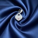 Moissanite Heart Lock Pendant - Red Key