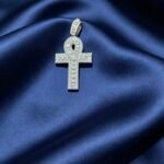 Moissanite Ankh Cross Pendant - Baguette