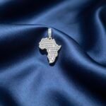 Moissanite Africa Map Pendant - Baguette