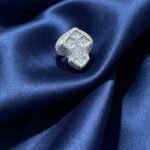 Moissanite Signet Ring - Paved Dome size 9